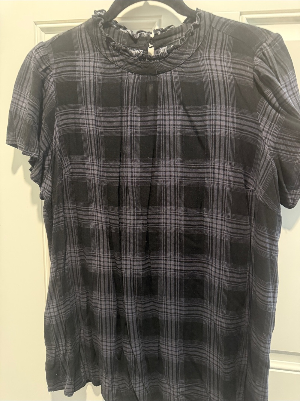 Torrid. Black & Gray Plaid Short Sleeve Top